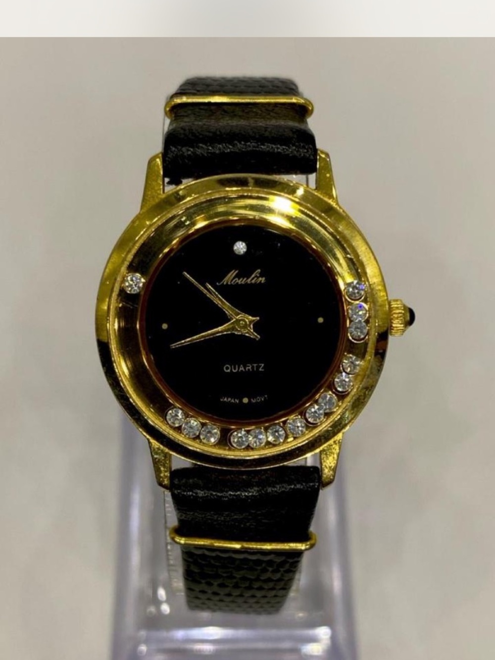 Designer ^^^ Gold-Tone  ***Midnight Black  *** Iced Crystal Ladies Watch ***